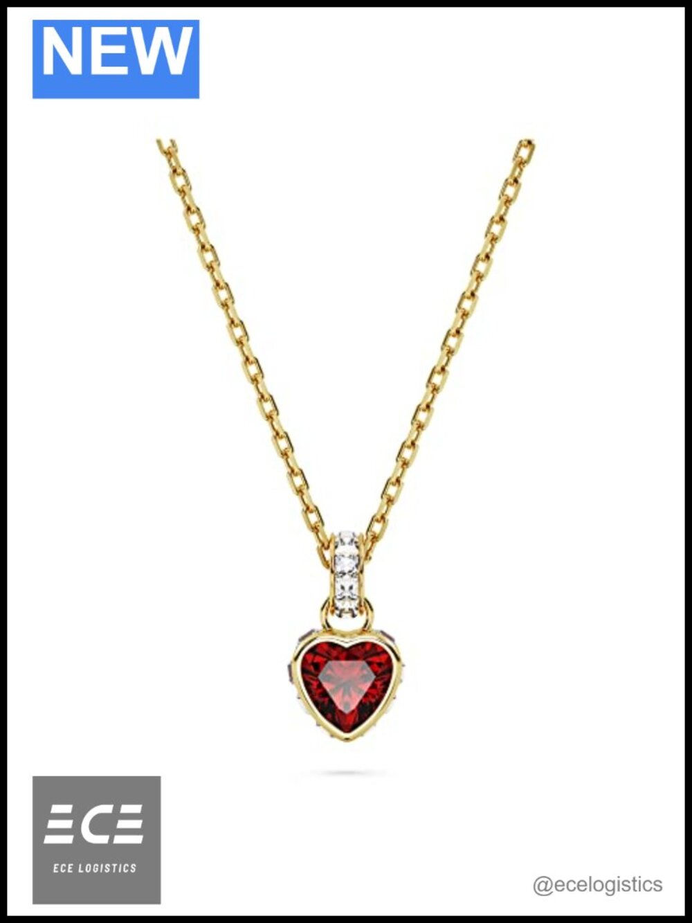 Swarovski Chroma Heart Crystal Pendant Necklace Gold-Tone Chain